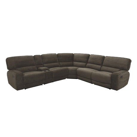 Shreveport Brown Solid Wood And Plywood Fabric Upholstered 6-Piece Modular Reclining Sectional - Ella Furniture