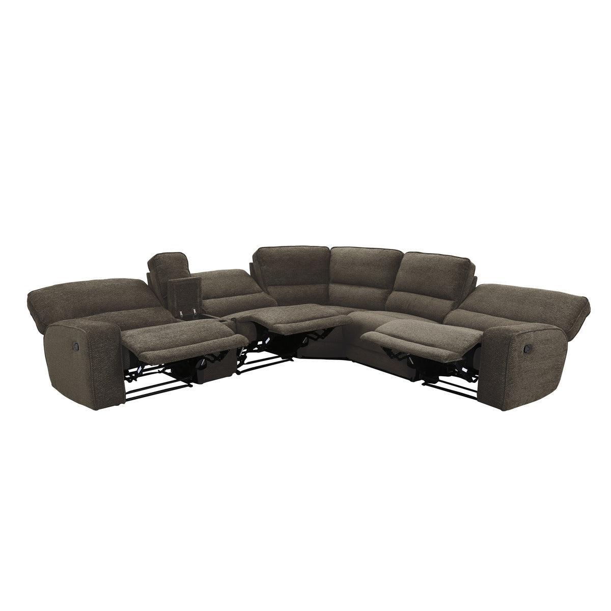 Shreveport Brown Solid Wood And Plywood Fabric Upholstered 6-Piece Modular Reclining Sectional - Ella Furniture