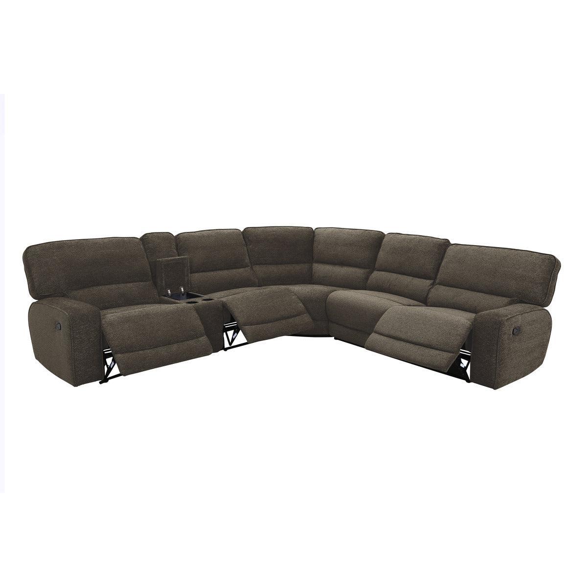 Shreveport Brown Solid Wood And Plywood Fabric Upholstered 6-Piece Modular Reclining Sectional - Ella Furniture