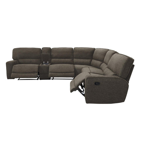 Shreveport Brown Solid Wood And Plywood Fabric Upholstered 6-Piece Modular Reclining Sectional - Ella Furniture