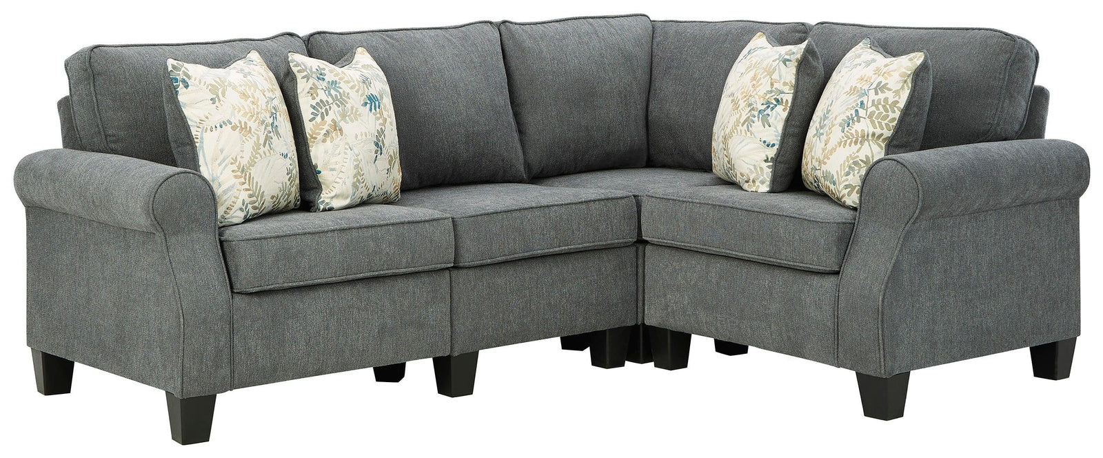 Alessio Charcoal 3-Piece Sectional - Ella Furniture