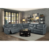 Falun Gray Solid Wood Premium Faux Leather Upholstery 6-Piece Modular Power Reclining Sectional - Ella Furniture