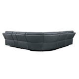 Falun Gray Solid Wood Premium Faux Leather Upholstery 6-Piece Modular Power Reclining Sectional - Ella Furniture