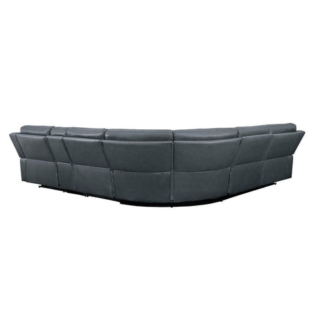 Falun Gray Solid Wood Premium Faux Leather Upholstery 6-Piece Modular Power Reclining Sectional - Ella Furniture