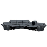 Falun Gray Solid Wood Premium Faux Leather Upholstery 6-Piece Modular Power Reclining Sectional - Ella Furniture