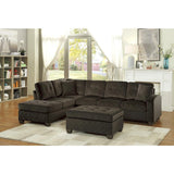 Chocolate Modern Contemporary Wood, Engineered Wood Microfiber Fabric Upholstered Tufted Ottoman - Ella Furniture