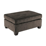 Chocolate Modern Contemporary Wood, Engineered Wood Microfiber Fabric Upholstered Tufted Ottoman - Ella Furniture