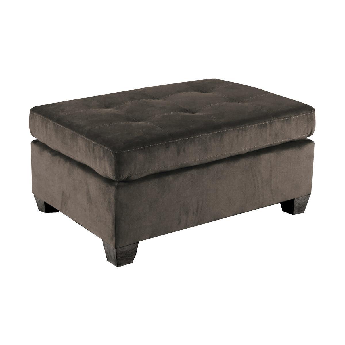 Chocolate Modern Contemporary Wood, Engineered Wood Microfiber Fabric Upholstered Tufted Ottoman - Ella Furniture