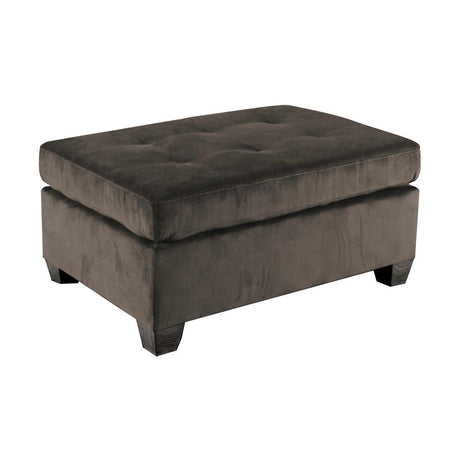 Chocolate Modern Contemporary Wood, Engineered Wood Microfiber Fabric Upholstered Tufted Ottoman - Ella Furniture