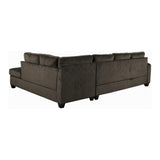 Emilio Brown Solid Wood And PlywoodFabric Upholstery 3-Piece Reversible Sectional With Ottoman - Ella Furniture
