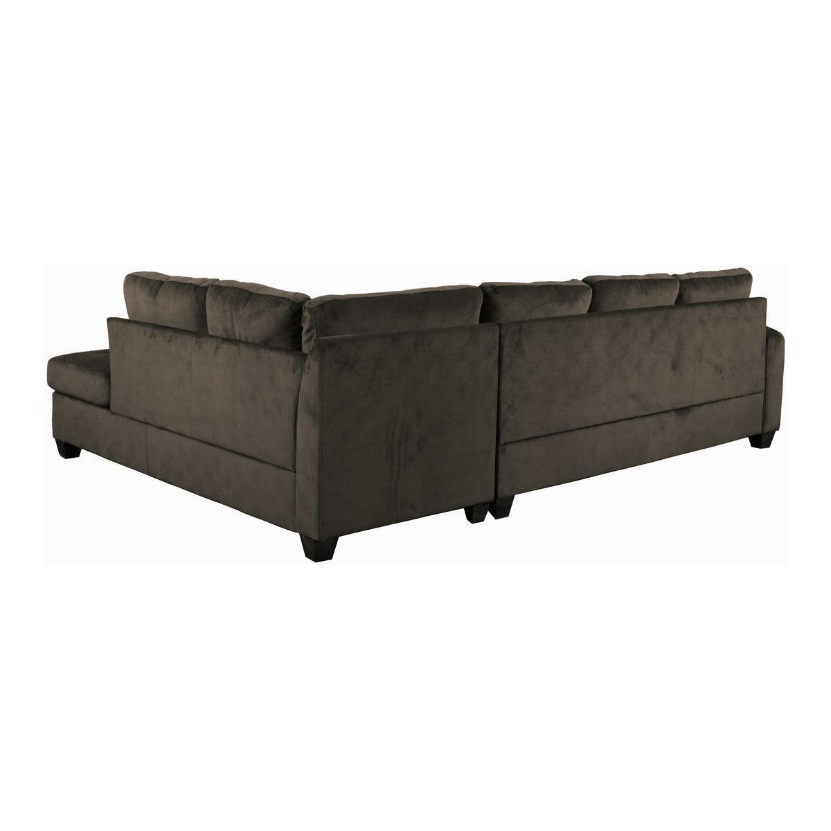 Emilio Brown Solid Wood And PlywoodFabric Upholstery 3-Piece Reversible Sectional With Ottoman - Ella Furniture
