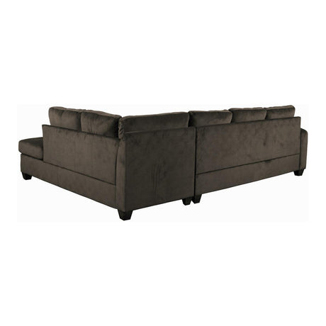 Emilio Brown Solid Wood And PlywoodFabric Upholstery 3-Piece Reversible Sectional With Ottoman - Ella Furniture