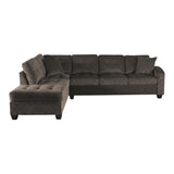 Emilio Chocolate Solid Wood Velvet Fabric Upholstery 2-Piece Reversible Sectional With Chaise - Ella Furniture