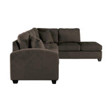 Emilio Chocolate Solid Wood Velvet Fabric Upholstery 2-Piece Reversible Sectional With Chaise - Ella Furniture