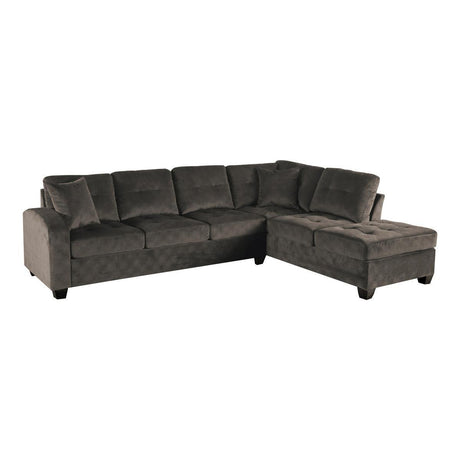 Emilio Brown Solid Wood And PlywoodFabric Upholstery 3-Piece Reversible Sectional With Ottoman - Ella Furniture