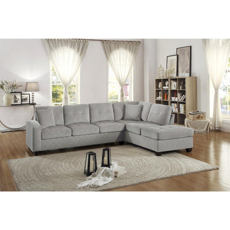Emilio Brown Solid Wood And Plywood Fabric Upholstery 2-Piece Reversible Sectional With Chaise - Ella Furniture