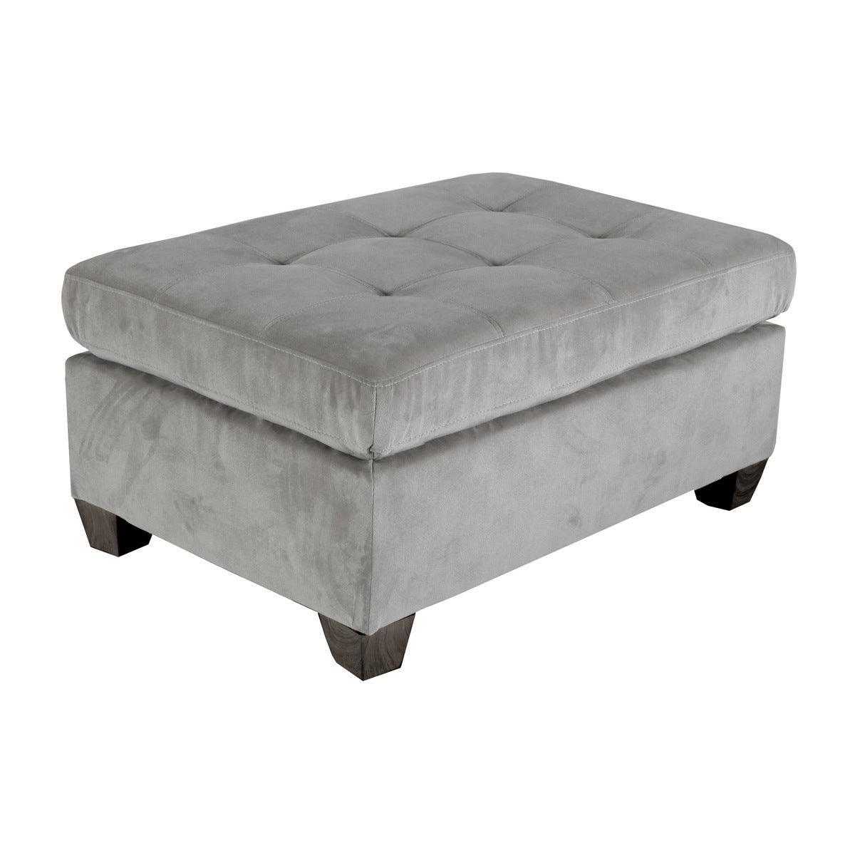 Emilio Gray Solid Wood And Plywood Fabric Upholstery 3-Piece Reversible Sectional With Ottoman - Ella Furniture