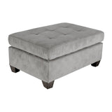 Emilio Gray Solid Wood And Plywood Fabric Upholstery 3-Piece Reversible Sectional With Ottoman - Ella Furniture