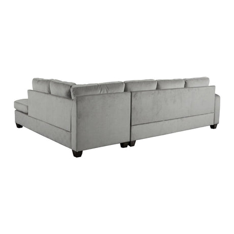 Emilio Gray Solid Wood And Plywood Fabric Upholstery 3-Piece Reversible Sectional With Ottoman - Ella Furniture