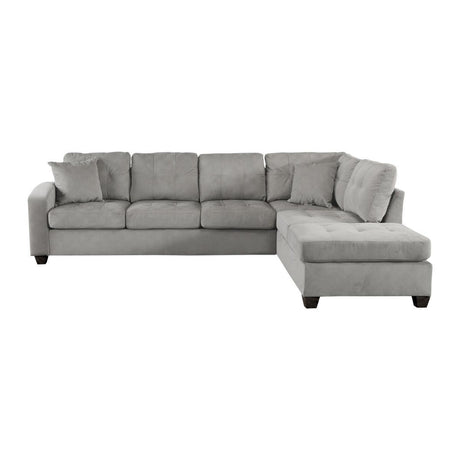 Emilio Gray Solid Wood And Plywood Fabric Upholstery 3-Piece Reversible Sectional With Ottoman - Ella Furniture