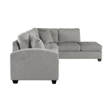 Emilio Gray Solid Wood And Plywood Fabric Upholstery 3-Piece Reversible Sectional With Ottoman - Ella Furniture