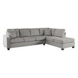 Emilio Gray Solid Wood And Plywood Fabric Upholstery 3-Piece Reversible Sectional With Ottoman - Ella Furniture