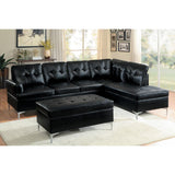 Barrington Black Solid Wood Faux Leather Upholstery 3-Piece Sectional With Right Chaise And Ottoman - Ella Furniture