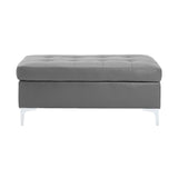 Barrington Gray Solid Wood Faux Leather Upholstery 3-Piece Sectional With Right Chaise And Ottoman - Ella Furniture
