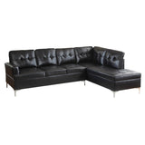 Barrington Black Solid Wood And Plywood Faux Leather Upholstery 2-Piece Sectional With Right Chaise - Ella Furniture