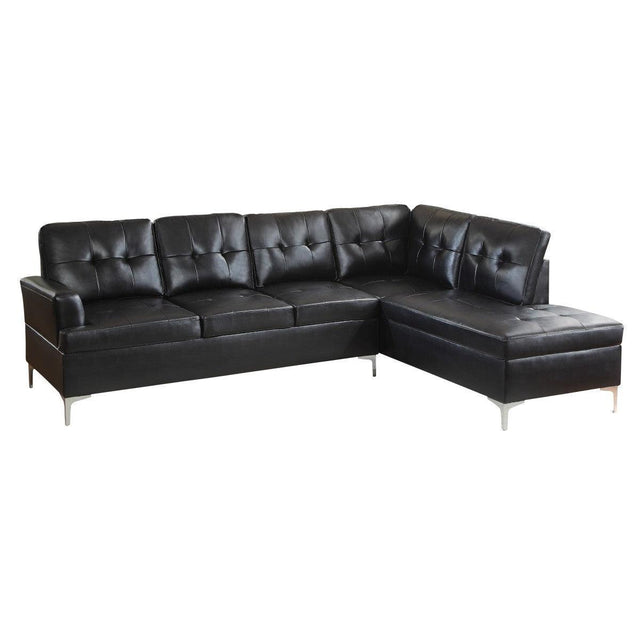 Barrington Black Solid Wood And Plywood Faux Leather Upholstery 2-Piece Sectional With Right Chaise - Ella Furniture