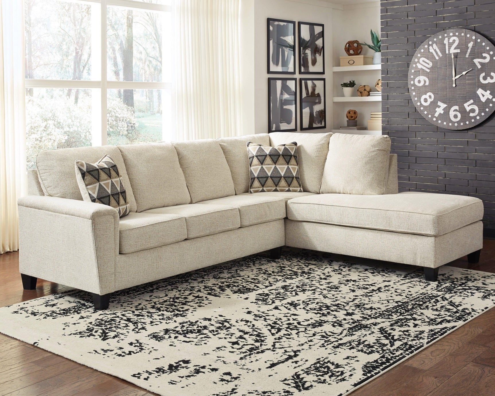 Abinger Natural Chenille 2-Piece Sleeper Sectional With Chaise - Ella Furniture