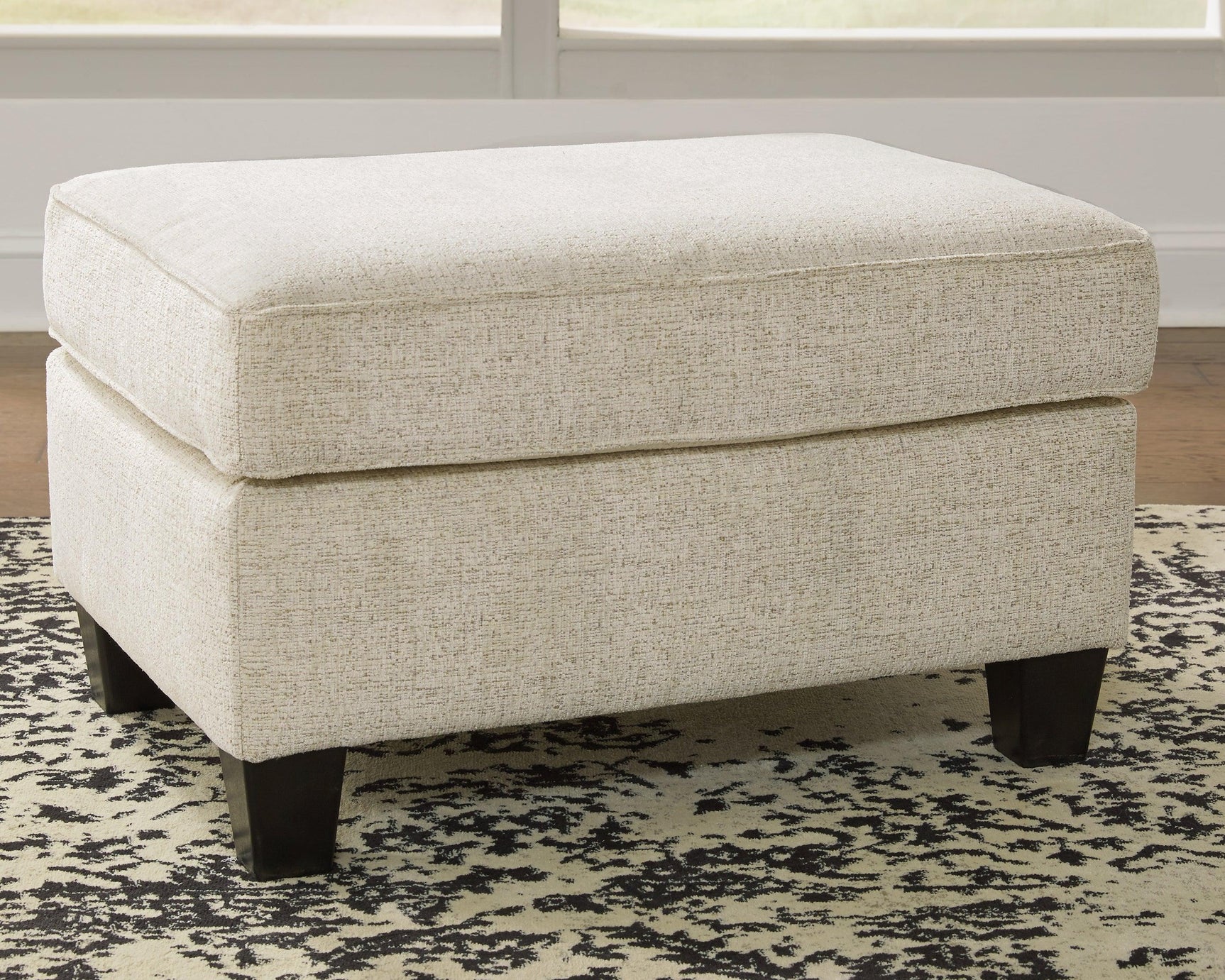 Abinger Smoke Chenille Ottoman - Ella Furniture