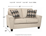 Abinger Natural Chenille Loveseat - Ella Furniture