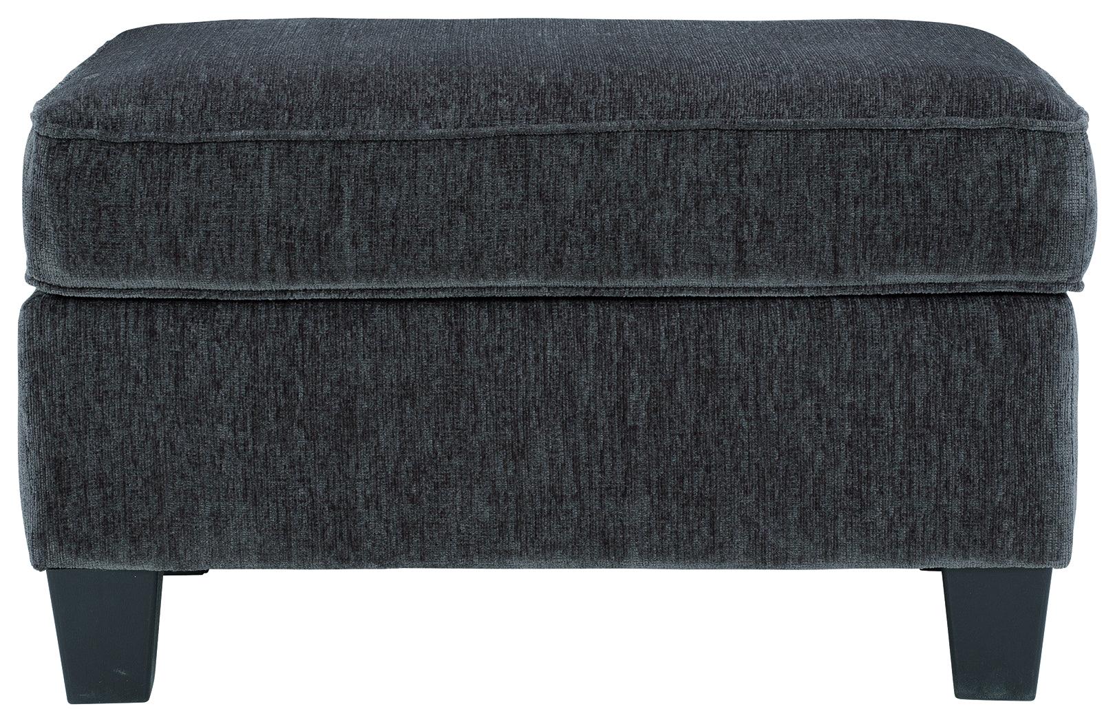 Abinger Smoke Chenille Ottoman - Ella Furniture