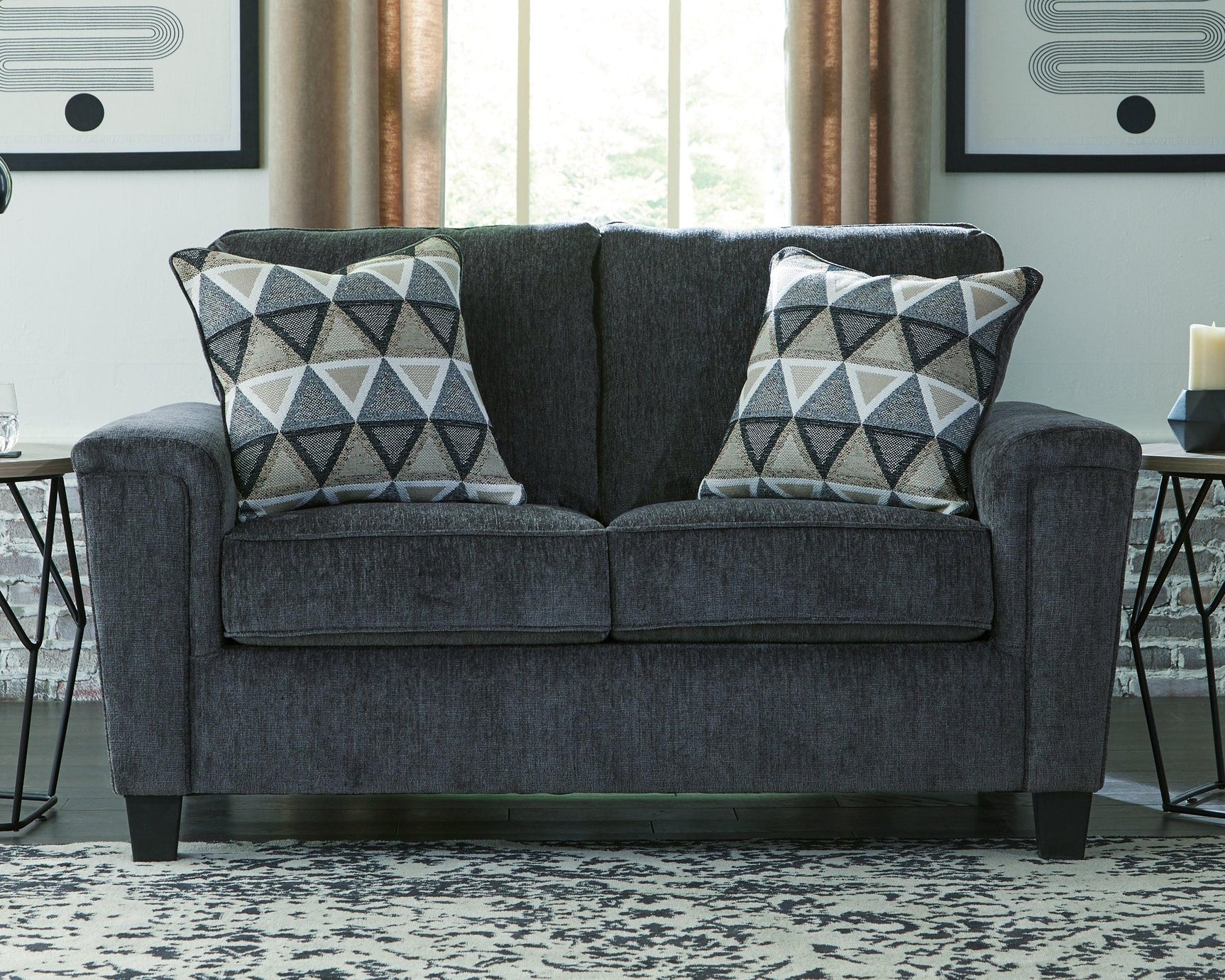 Abinger Smoke Chenille Loveseat - Ella Furniture