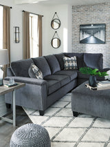 Abinger Smoke Chenille 2-Piece Sectional With Chaise - Ella Furniture