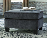 Abinger Smoke Chenille Ottoman - Ella Furniture