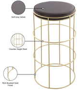 Rebar Grey Velvet Counter Stool - Ella Furniture