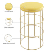 Rebar Yellow Velvet Counter Stool - Ella Furniture