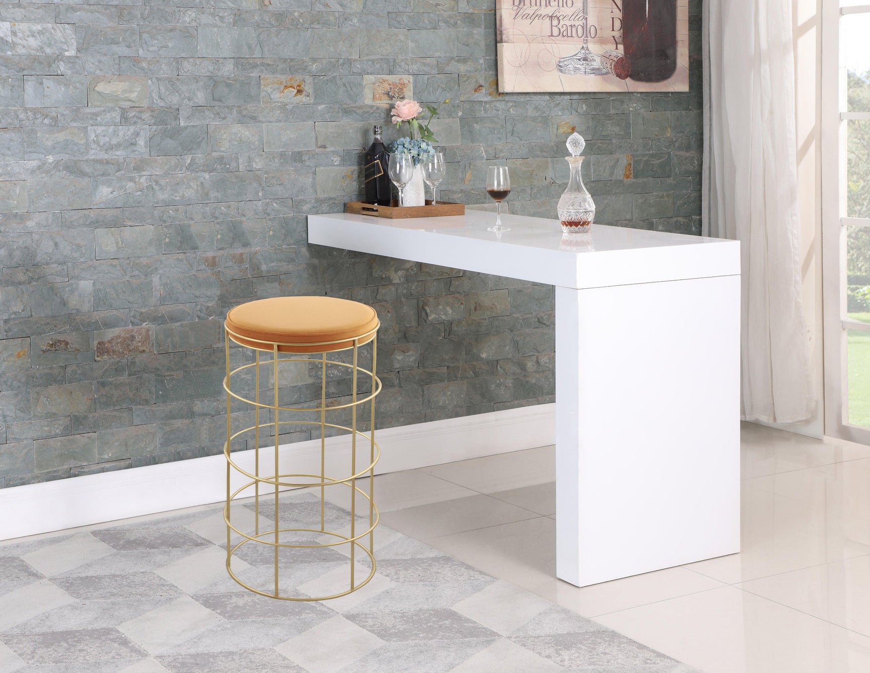 Rebar Mango Velvet Bar Stool - Ella Furniture