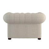 Savonburg Beige Traditional Solid Wood And Plywood Textured Fabric Upholstered Tufted Chair - Ella Furniture