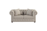Savonburg Neutral Traditional Solid Wood And Plywood Fabric Upholstery Tufted 2Pc Set: Sofa, Love - Ella Furniture