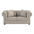 Savonburg Beige Solid Wood And Plywood Textured Fabric Upholstered Tufted Love Seat - Ella Furniture