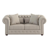 Savonburg Beige Solid Wood And Plywood Textured Fabric Upholstered Tufted Love Seat - Ella Furniture