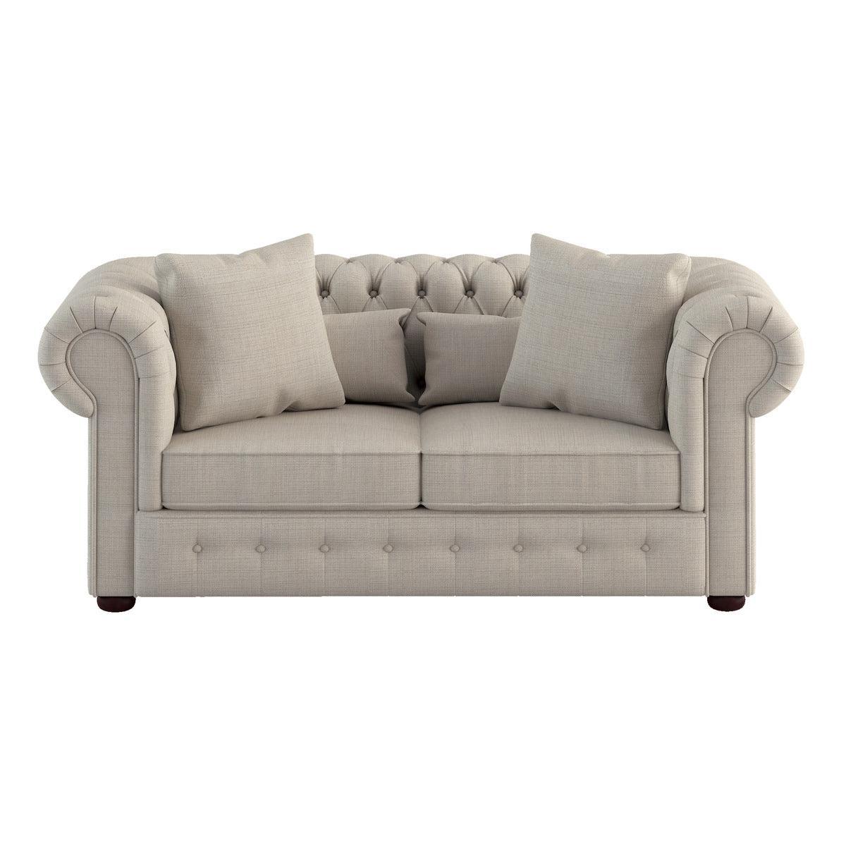 Savonburg Beige Solid Wood And Plywood Textured Fabric Upholstered Tufted Love Seat - Ella Furniture
