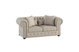 Savonburg Neutral Traditional Solid Wood And Plywood Fabric Upholstery Tufted 2Pc Set: Sofa, Love - Ella Furniture