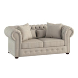 Savonburg Beige Solid Wood And Plywood Textured Fabric Upholstered Tufted Love Seat - Ella Furniture