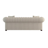 Savonburg Beige Solid Wood And Plywood Textured Fabric Upholstered Tufted Sofa - Ella Furniture