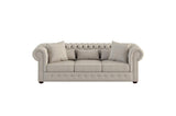 Savonburg Neutral Traditional Solid Wood And Plywood Fabric Upholstery Tufted 2Pc Set: Sofa, Love - Ella Furniture