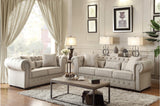 Savonburg Neutral Traditional Solid Wood And Plywood Fabric Upholstery Tufted 2Pc Set: Sofa, Love - Ella Furniture